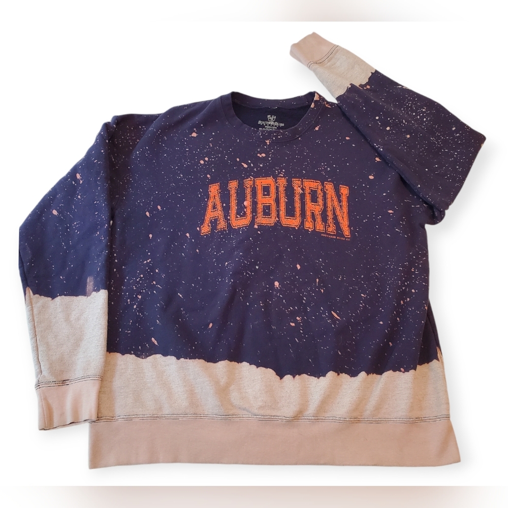 Vintage Auburn University Sweatshirt Mens M Blue Splatter Tigers Souther…